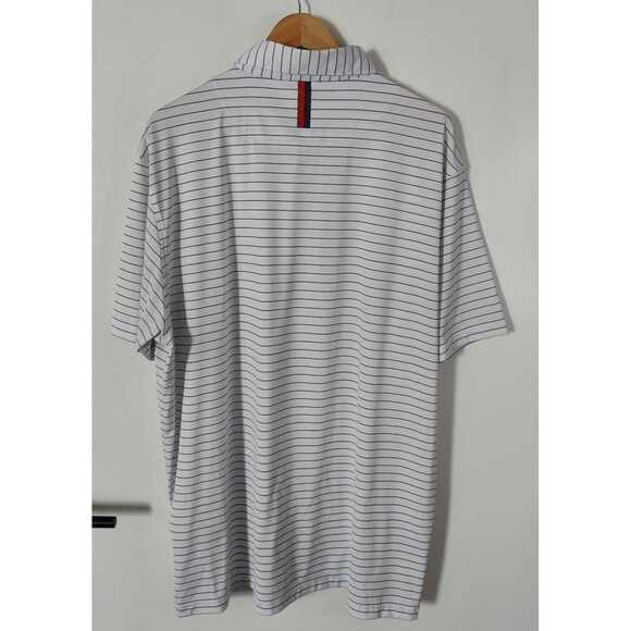 Rhoback Polo Shirt 2XL Short Sleeve Striped Golf Shirt Blue White - Picture 2 of 7